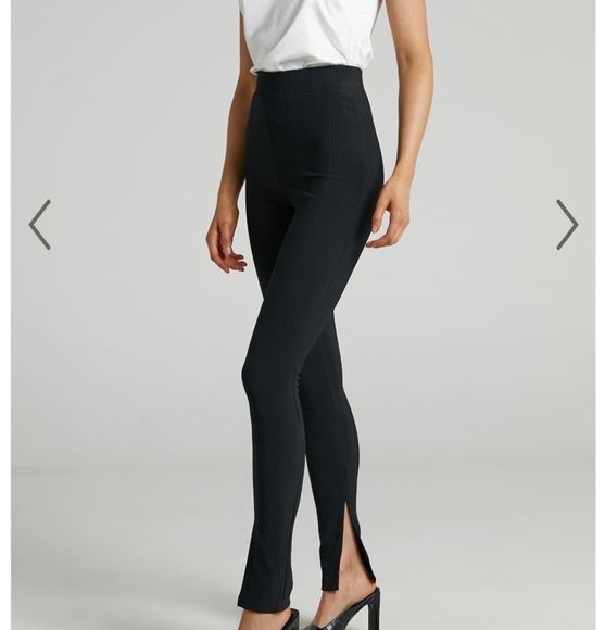 SPLIT HEM JERSEY PANTS IN  STRIPPED BLACK - Picture 2 of 5